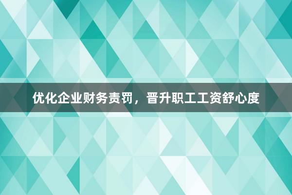 优化企业财务责罚，晋升职工工资舒心度