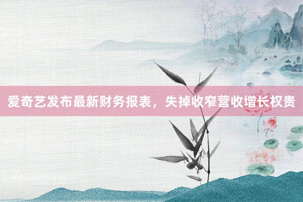 爱奇艺发布最新财务报表，失掉收窄营收增长权贵
